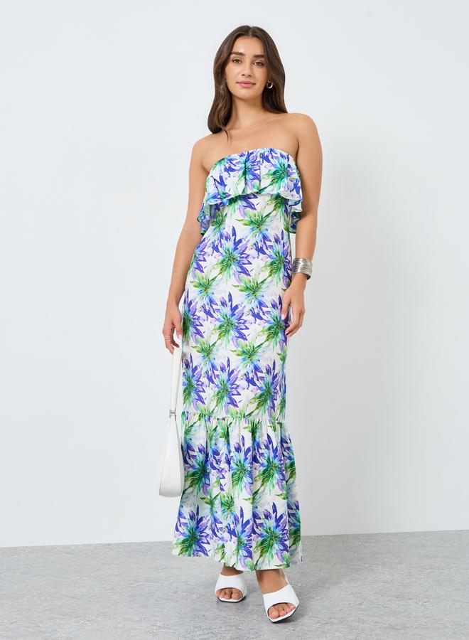 ستايلي فستان طويل بطبعة زهور وحمالات - Image 2